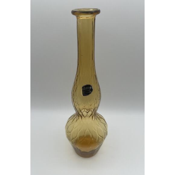 Rossini Empoli Amber Glass 13.5” Genie Bottle Decanter Italy Vintage No Stopper - Picture 2 of 11